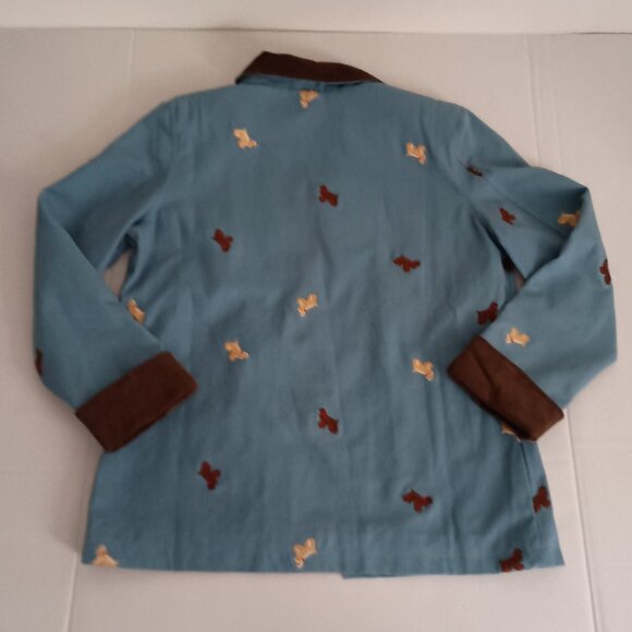 Dancing Dog Designs Blue Barn Coat Brown Corduroy Collar Cuffs Women's S - Picture 6 of 16